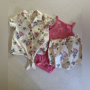 Carter's 18M Pink & White Floral 3 Piece Summer Outfit Set! Resort wear!